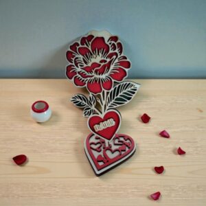 Rose socle coeur personnalisable